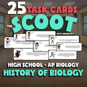 History of Biology SCOOT TASK CARDS Science Game - No Prep AP Biology Review