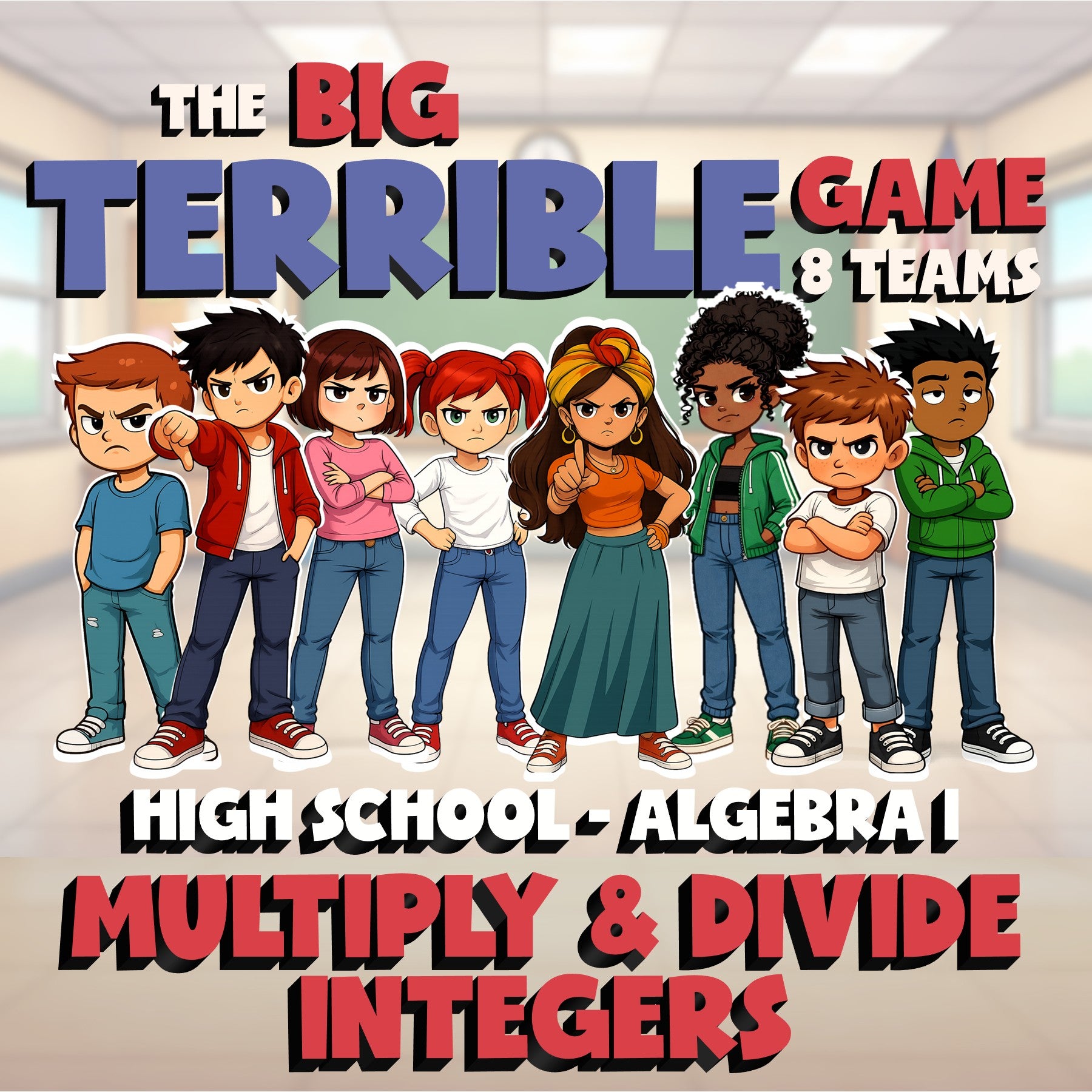Multiply & Divide Integers BIG TERRIBLE GAME - No Prep Algebra 1 Math Review