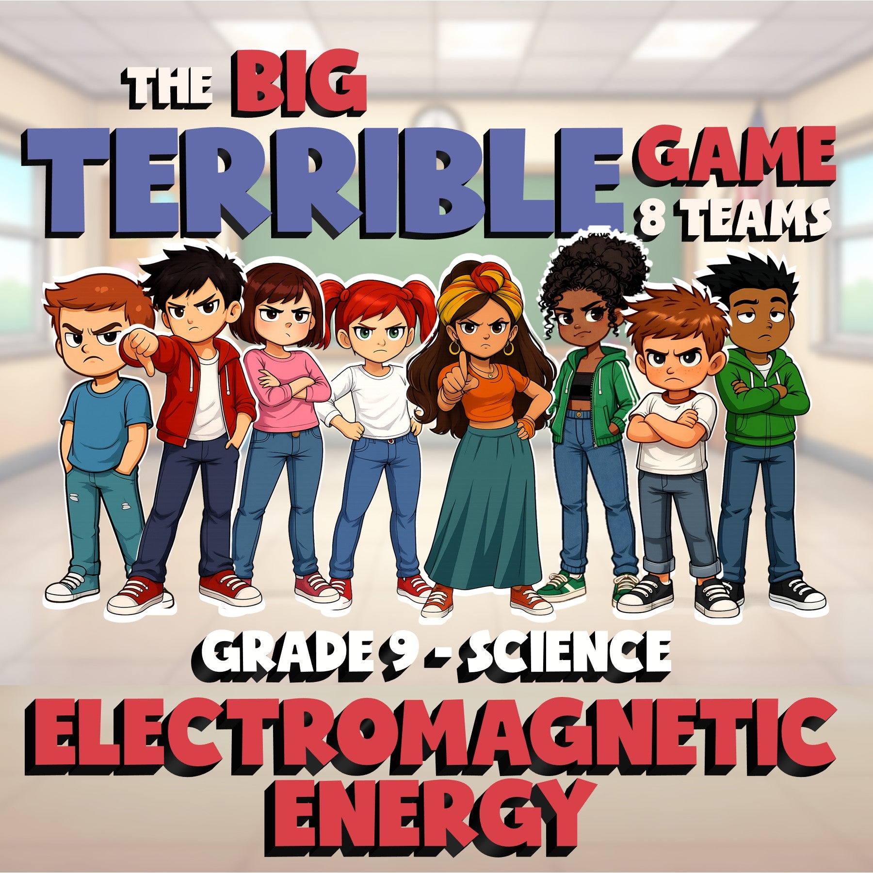 Electromagnetic Energy BIG TERRIBLE GAME - No Prep Grade 9 Science Review