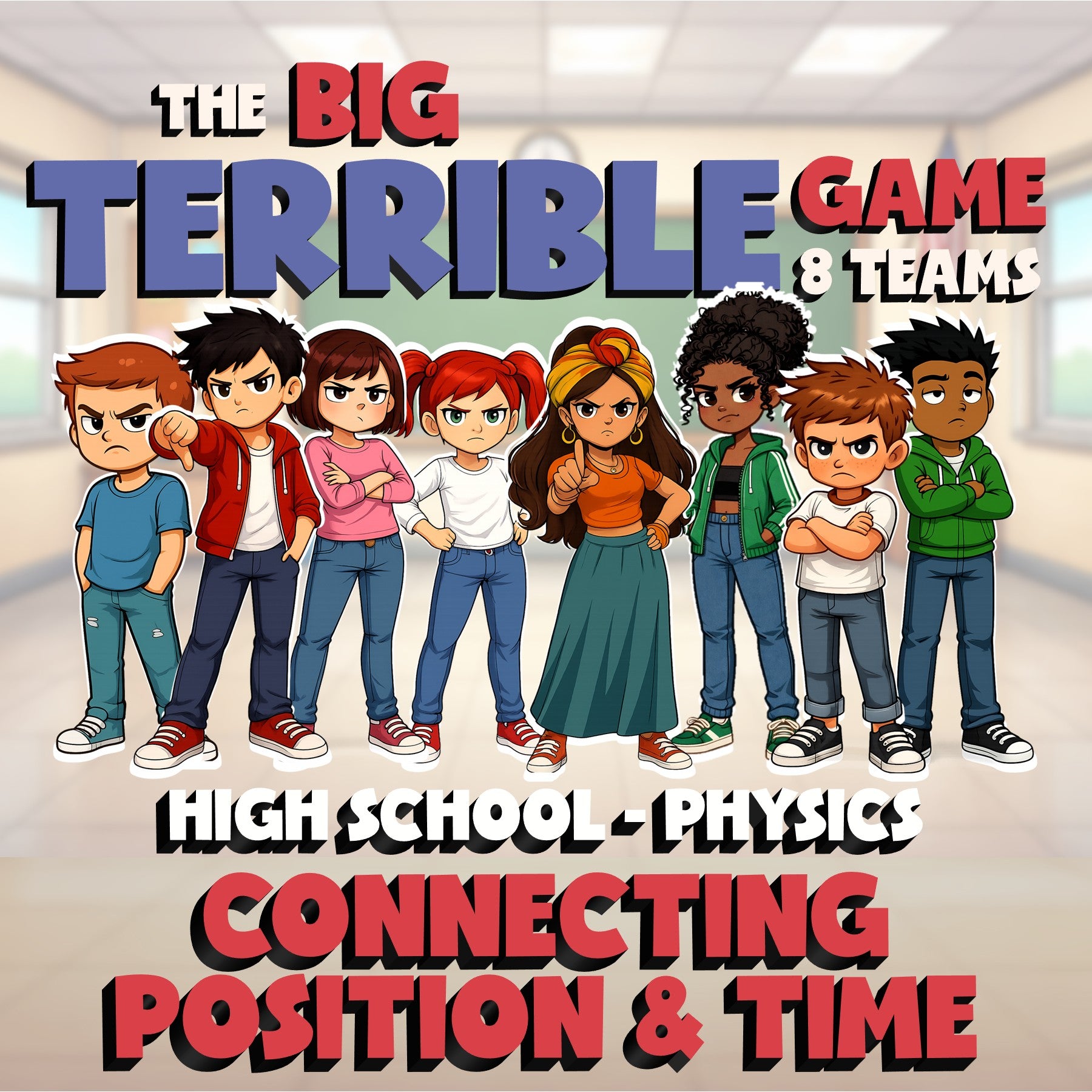Connecting Position & Time BIG TERRIBLE GAME - No Prep Physics Science Review