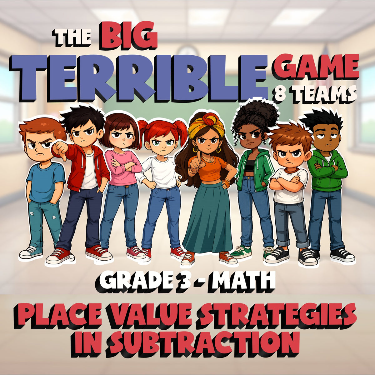 Place Value Strategies in Subtraction BIG TERRIBLE GAME - Grade 3 Math Review
