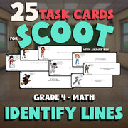 Identify Lines SCOOT TASK CARDS Math Game - No Prep Grade 4 Review Activity