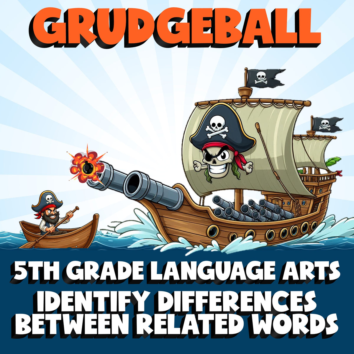 Identify Differences Between Related Words GRUDGEBALL ELA Game - No Prep Grade 5