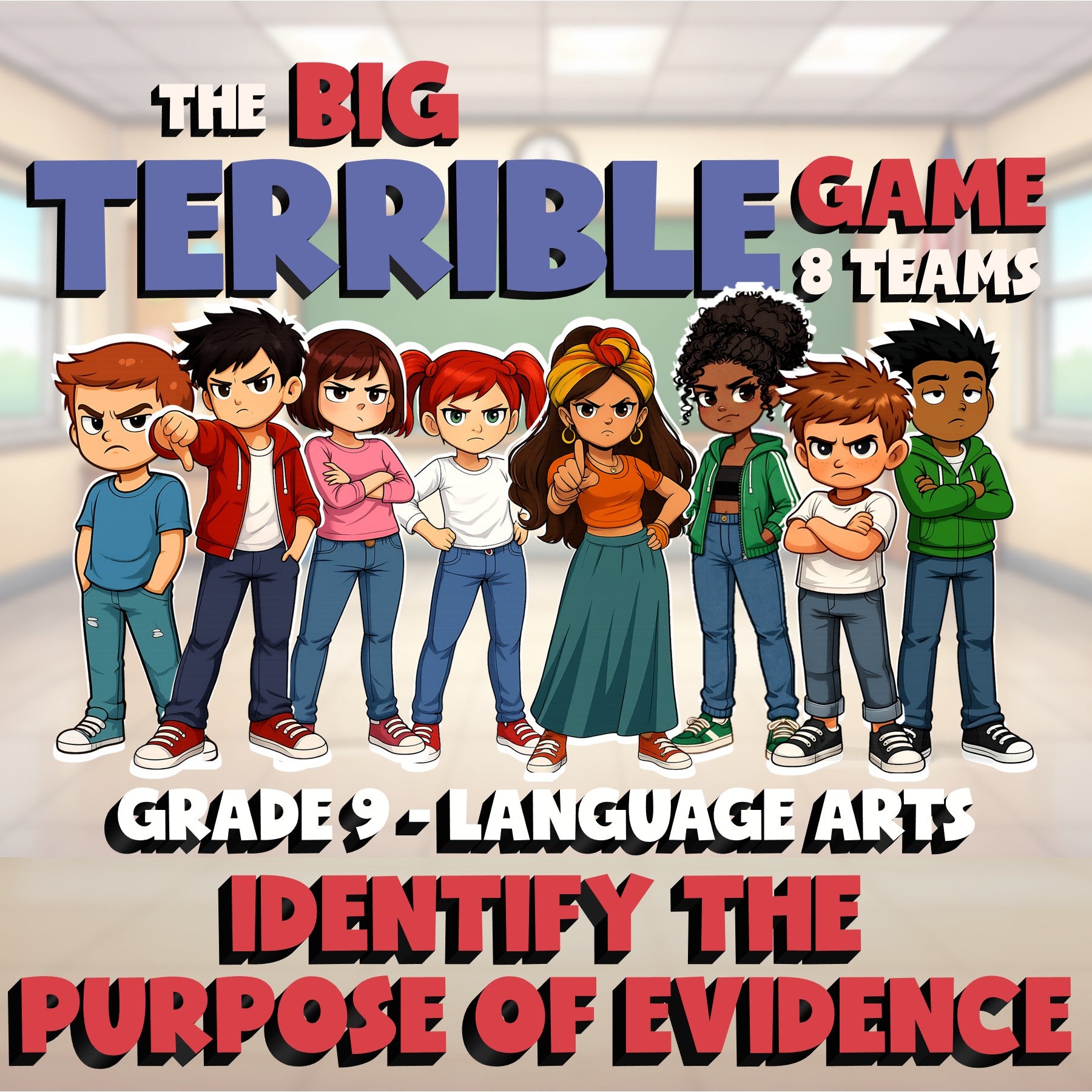 Identify the Purpose of Evidence BIG TERRIBLE GAME - No Prep Grade 9 ELA Review