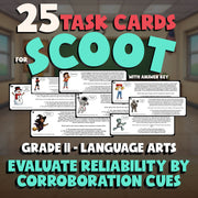 Evaluate Reliability by Corroboration Cues SCOOT TASK CARDS ELA Game - Grade 11