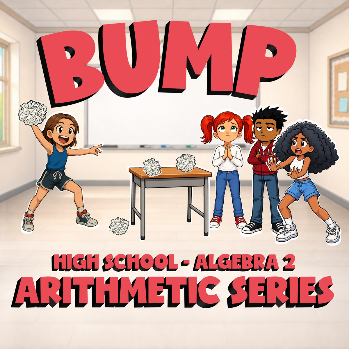 Arithmetic Series BUMP Math Game - No Prep Algebra 2 Review Activity