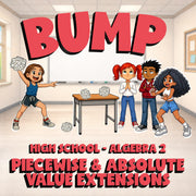 Piecewise & Absolute Value Extensions BUMP Math Game - No Prep Algebra 2 Review