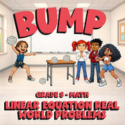 Linear Equation Real World Problems BUMP Math Game - No Prep Grade 8 Review