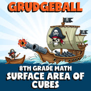Surface Area of Cubes GRUDGEBALL Math Game - No Prep Grade 8 Review Activity
