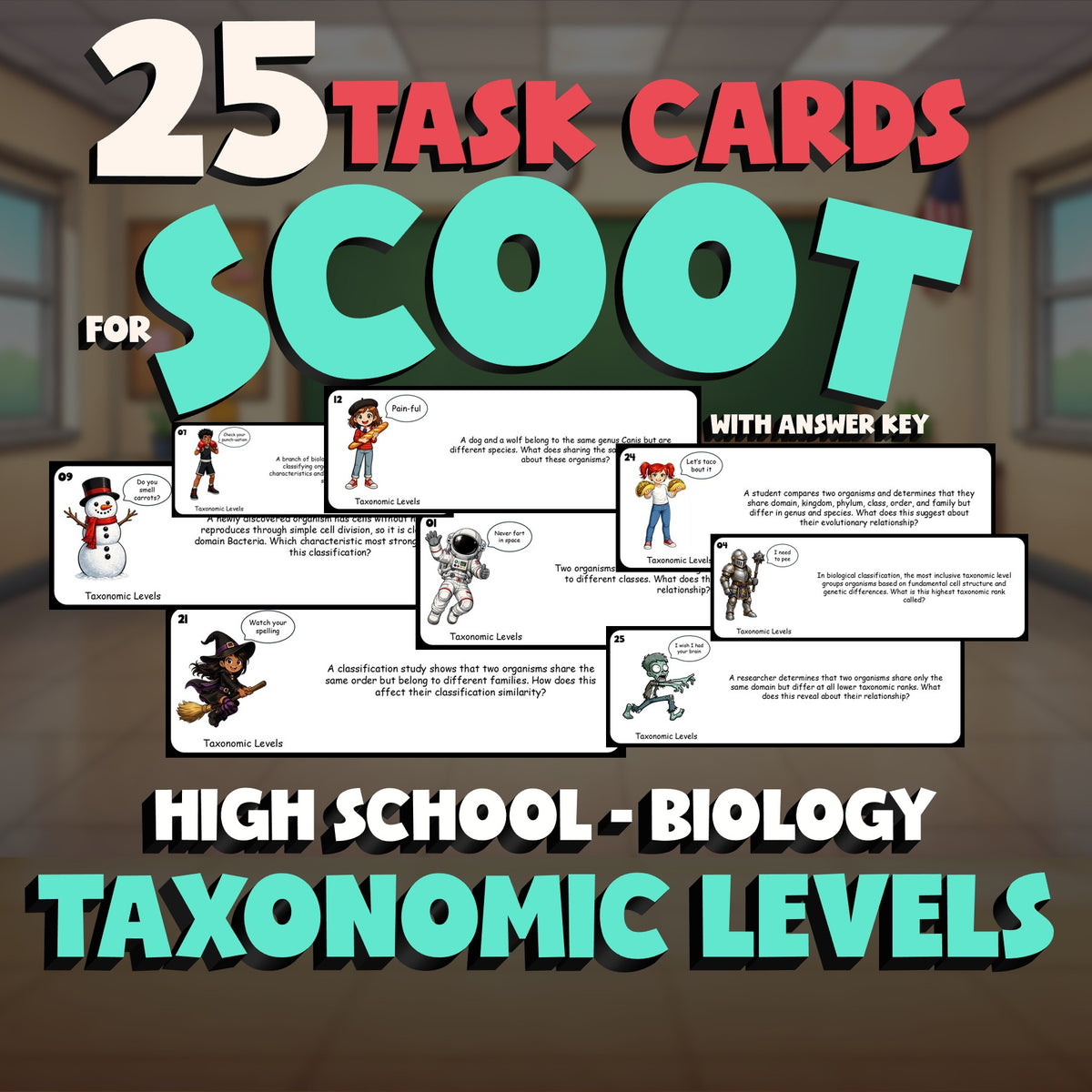 Taxonomic Levels SCOOT TASK CARDS Science Game - No Prep Biology Review Activity