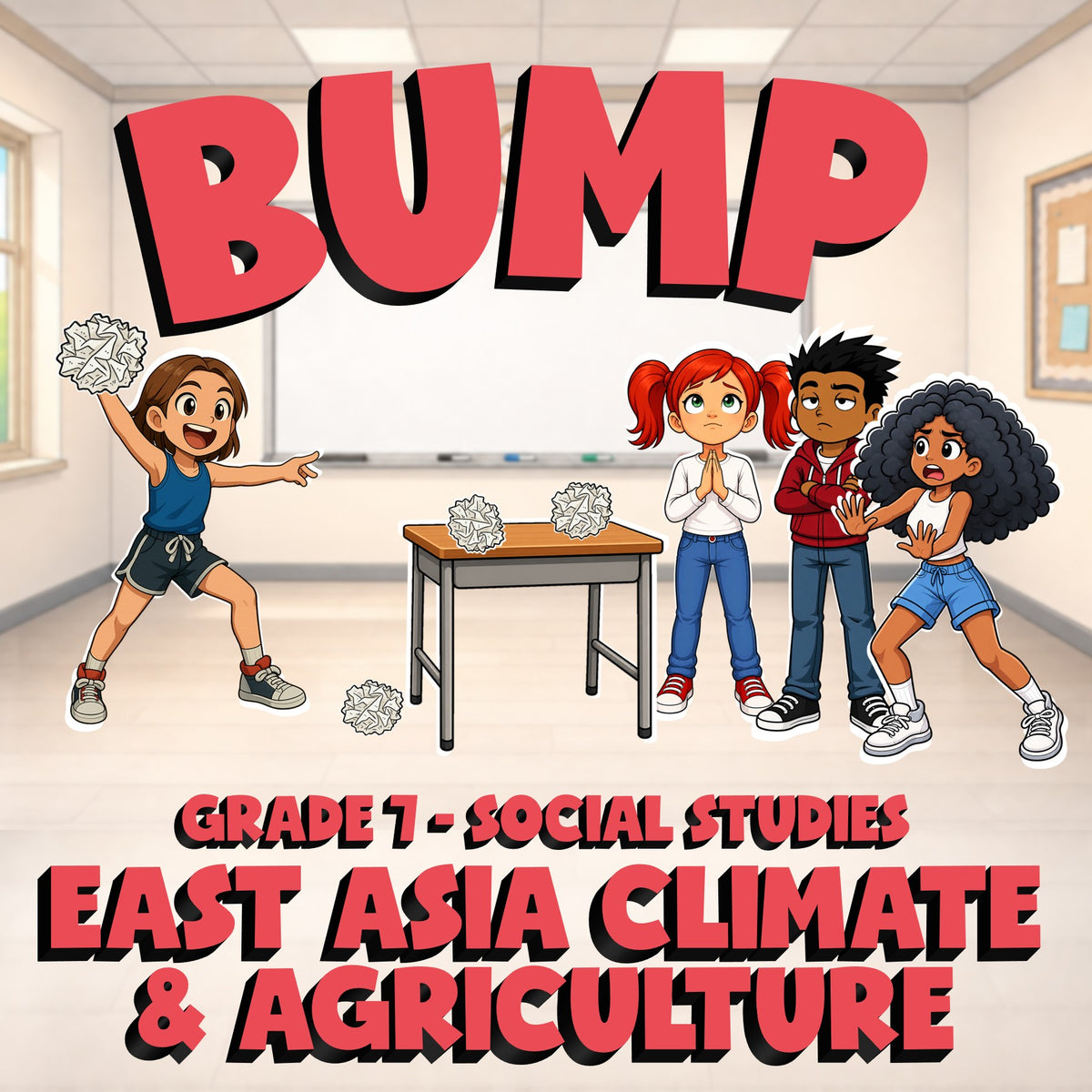 East Asia Climate & Agriculture BUMP Socials Game - No Prep Grade 7 Review