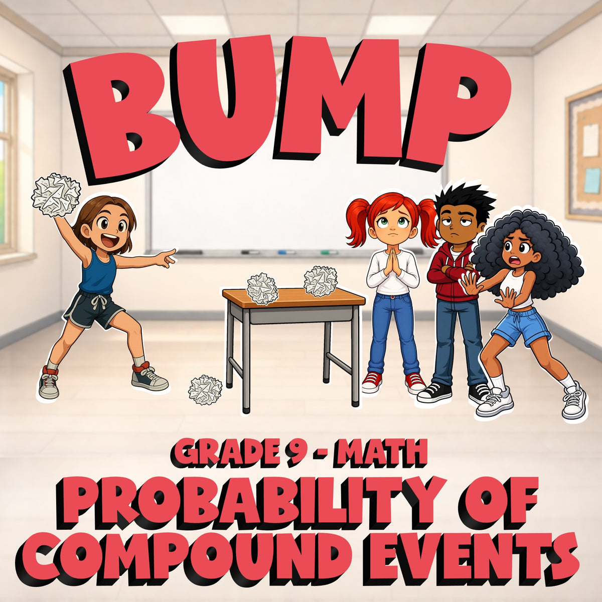 Probability of Compound Events BUMP Math Game - No Prep Grade 9 Review Activity