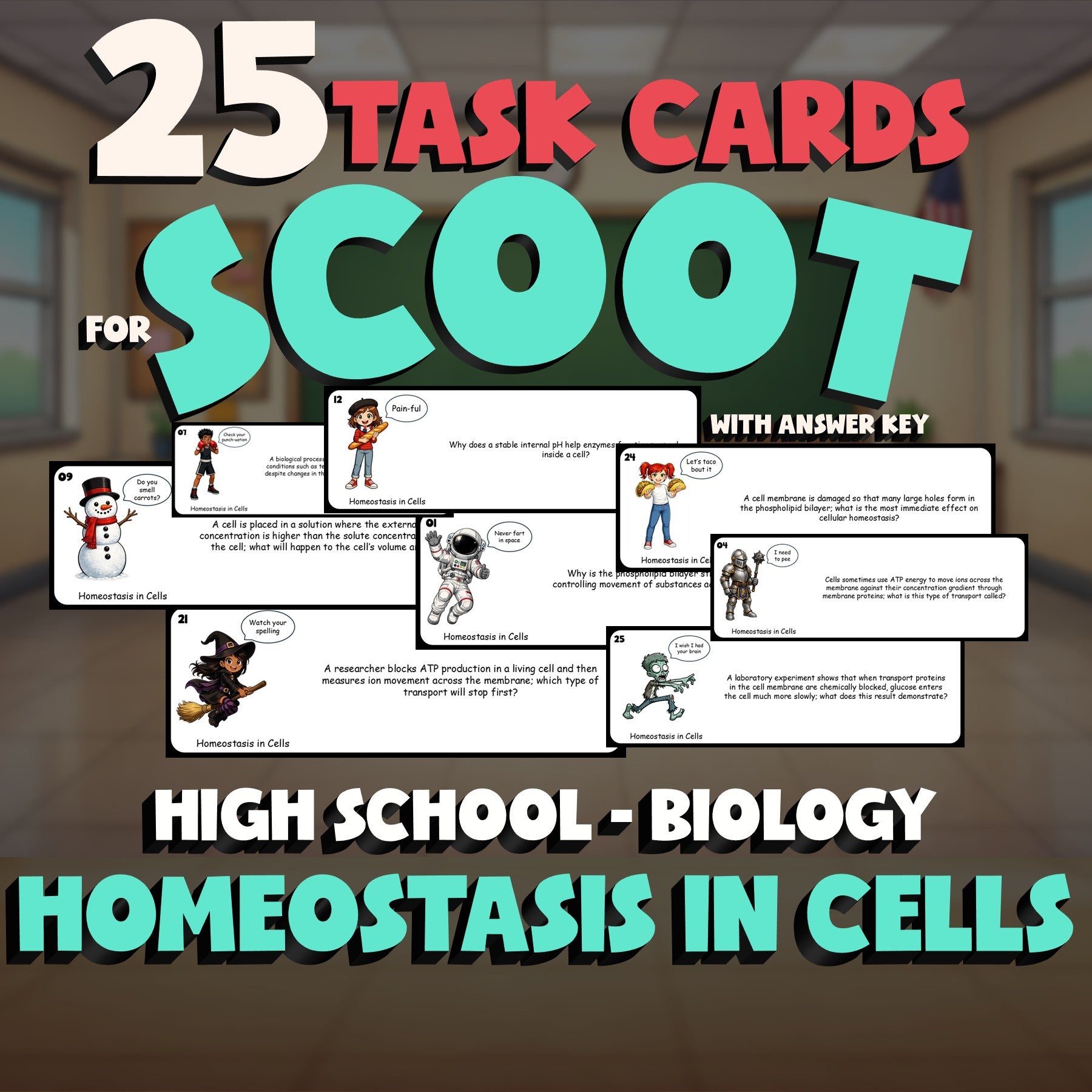 Homeostasis in Cells SCOOT TASK CARDS Science Game - No Prep Biology Review