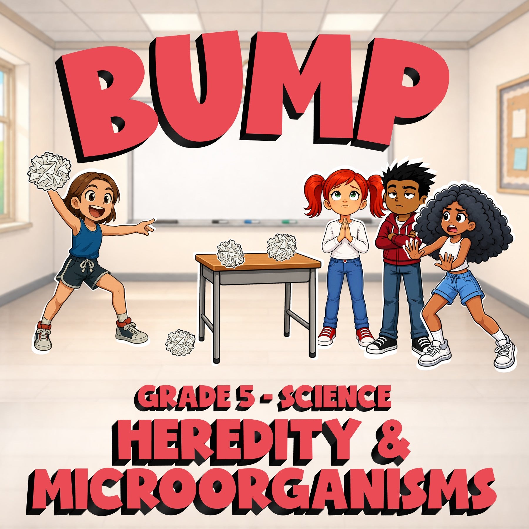 Heredity & Microorganisms BUMP Science Game - No Prep Grade 5 Review Activity