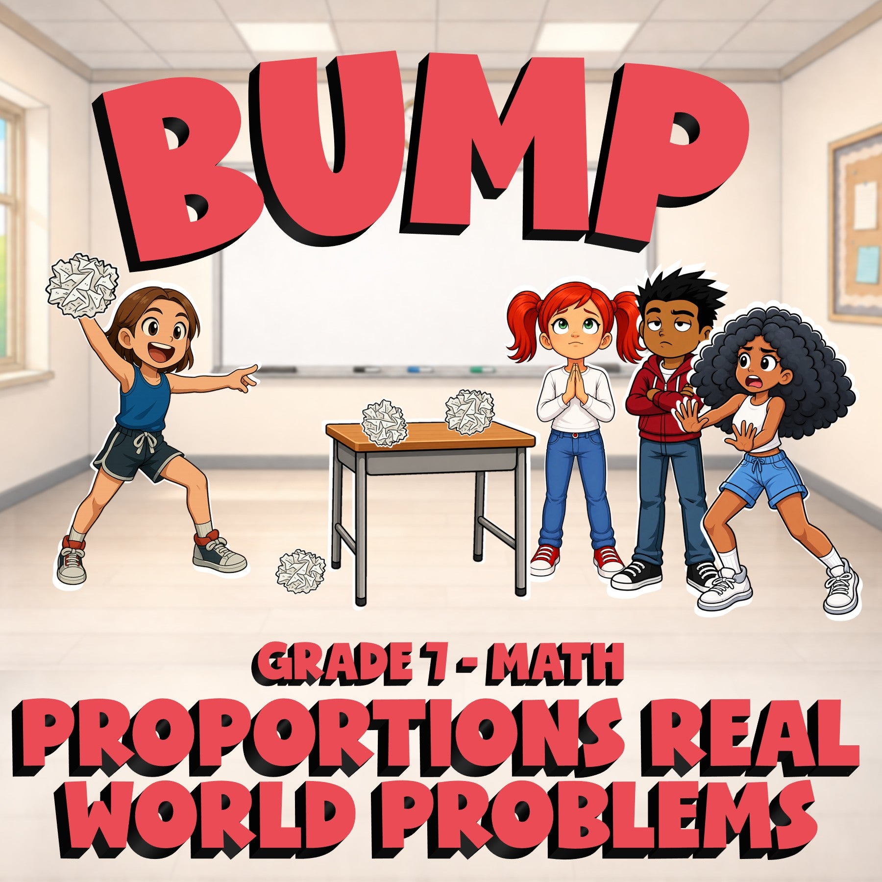 Proportions Real World Problems BUMP Math Game - No Prep Grade 7 Review Activity