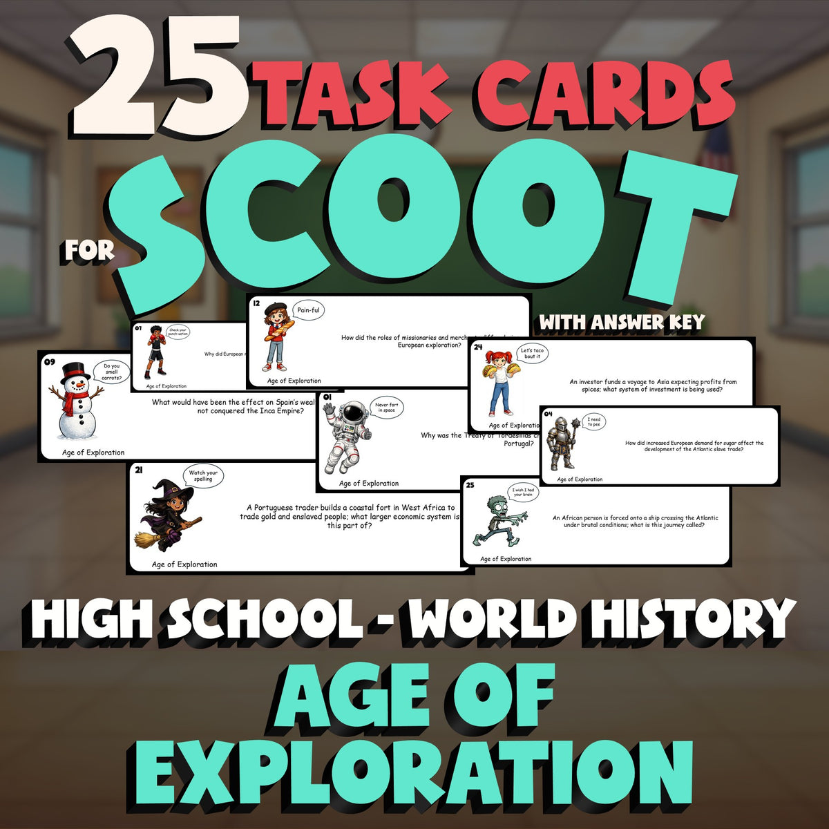 Age of Exploration SCOOT TASK CARDS Game - No Prep World History Review Activity