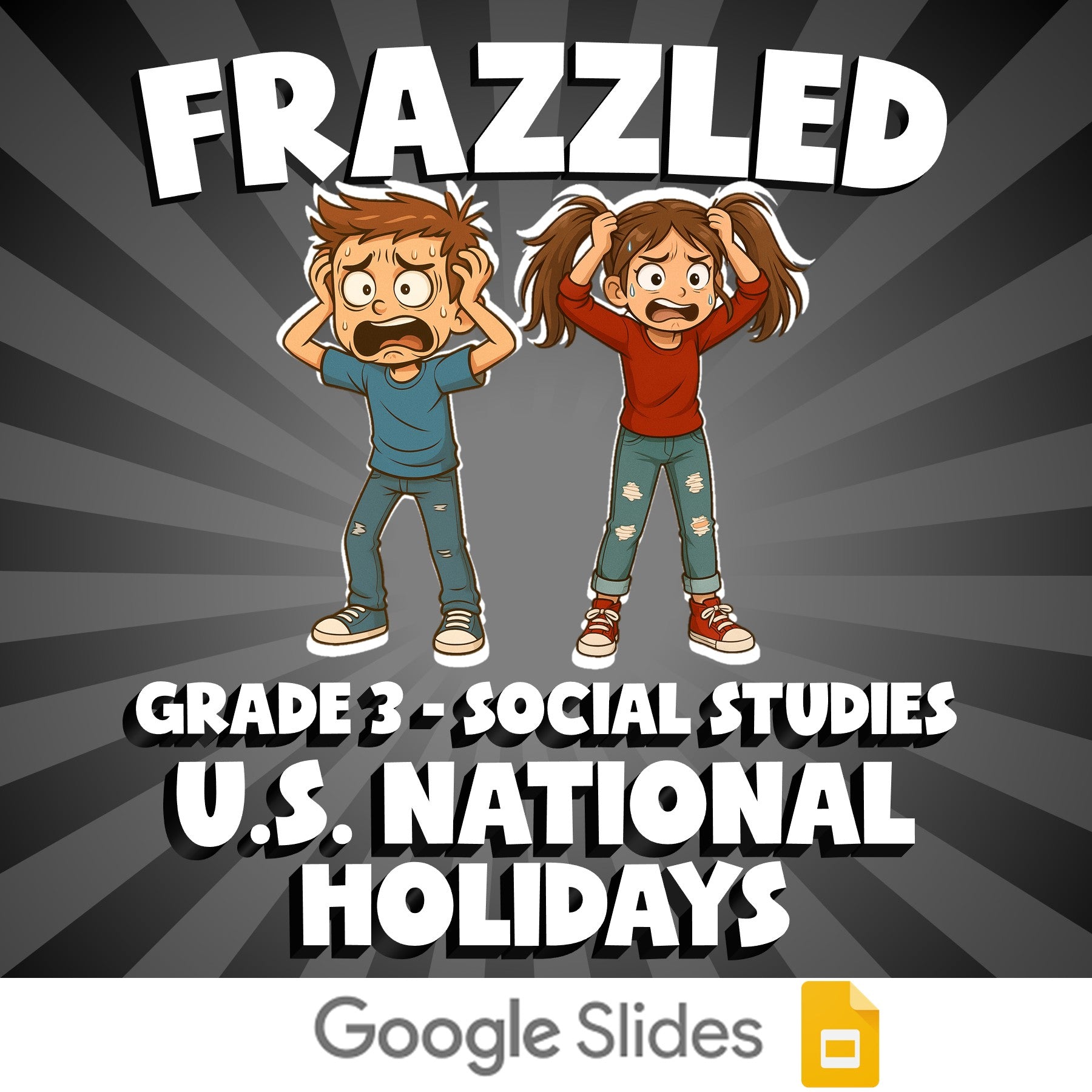 U.S. National Holidays FRAZZLED Socials Game - No Prep Grade 3 Review Activity