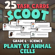 Plant vs Animal Cells SCOOT TASK CARDS Science Game - No Prep Grade 6 Review