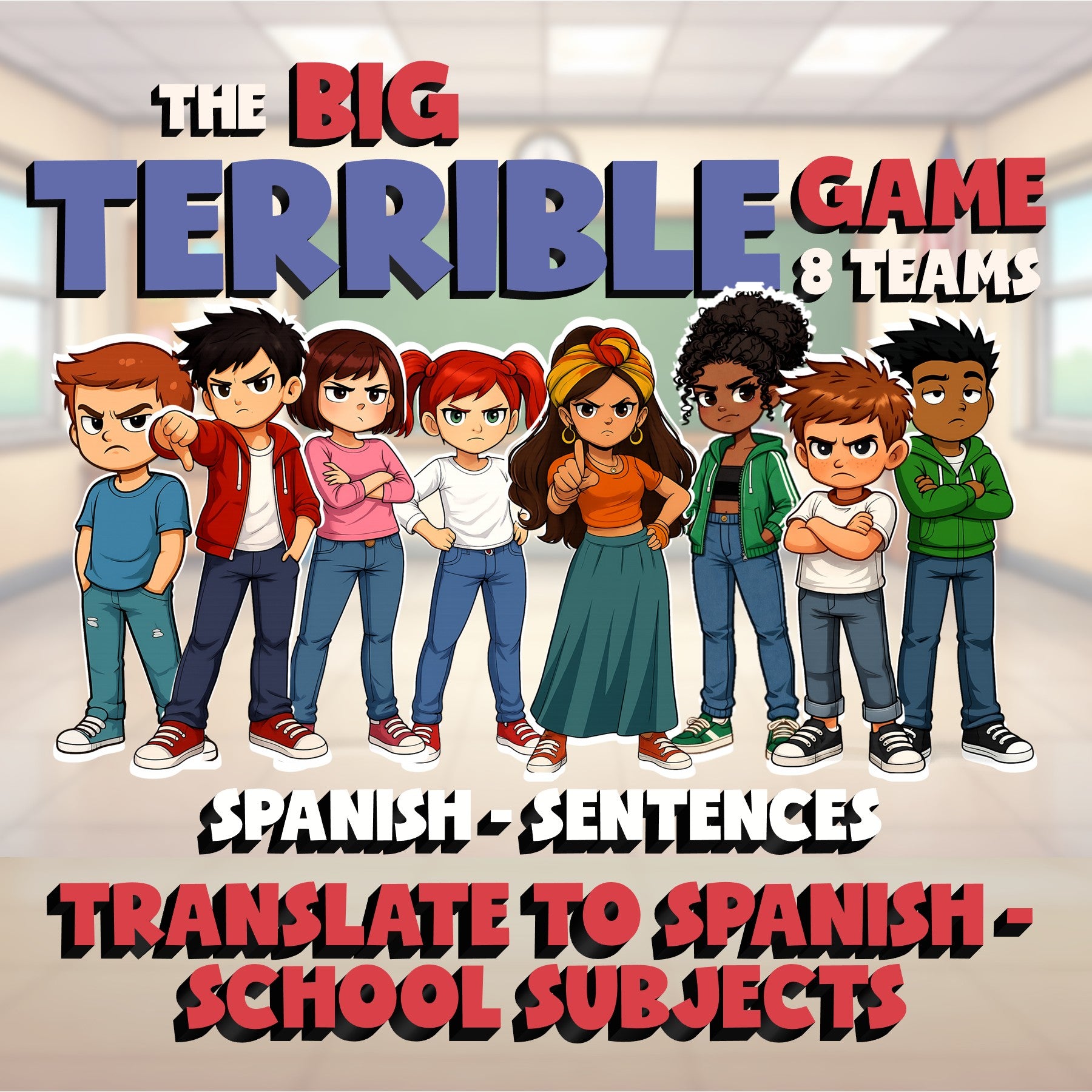 Translate to Spanish - School Subjects BIG TERRIBLE GAME - Spanish Exercise