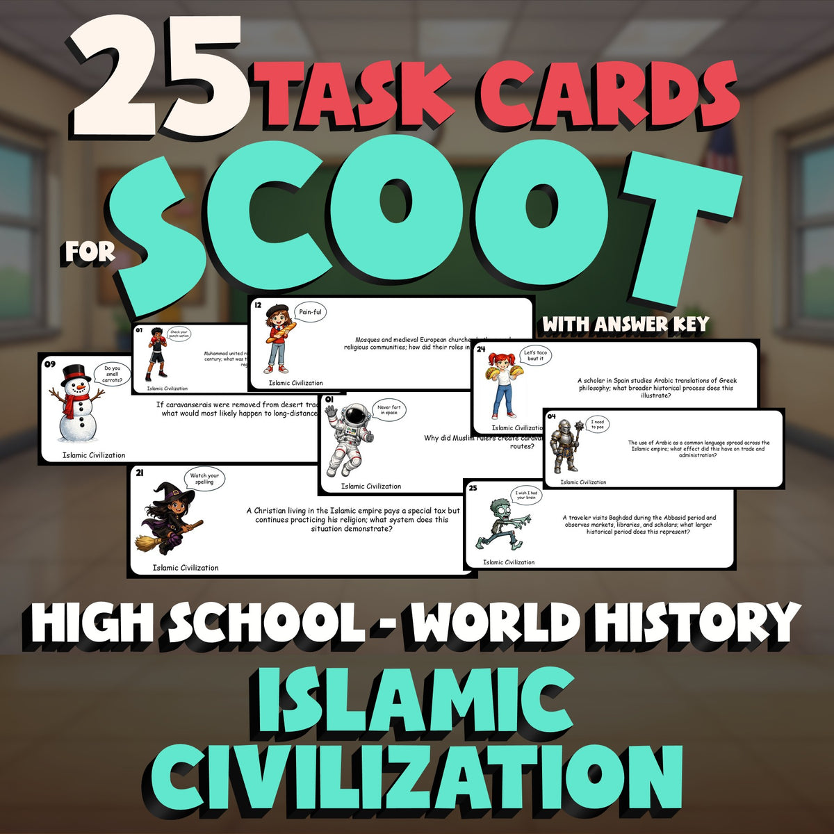 Islamic Civilization SCOOT TASK CARDS Game - No Prep World History Review