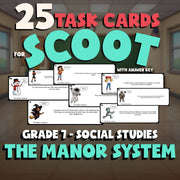 The Manor System SCOOT TASK CARDS Socials Game - No Prep Grade 7 Review Activity