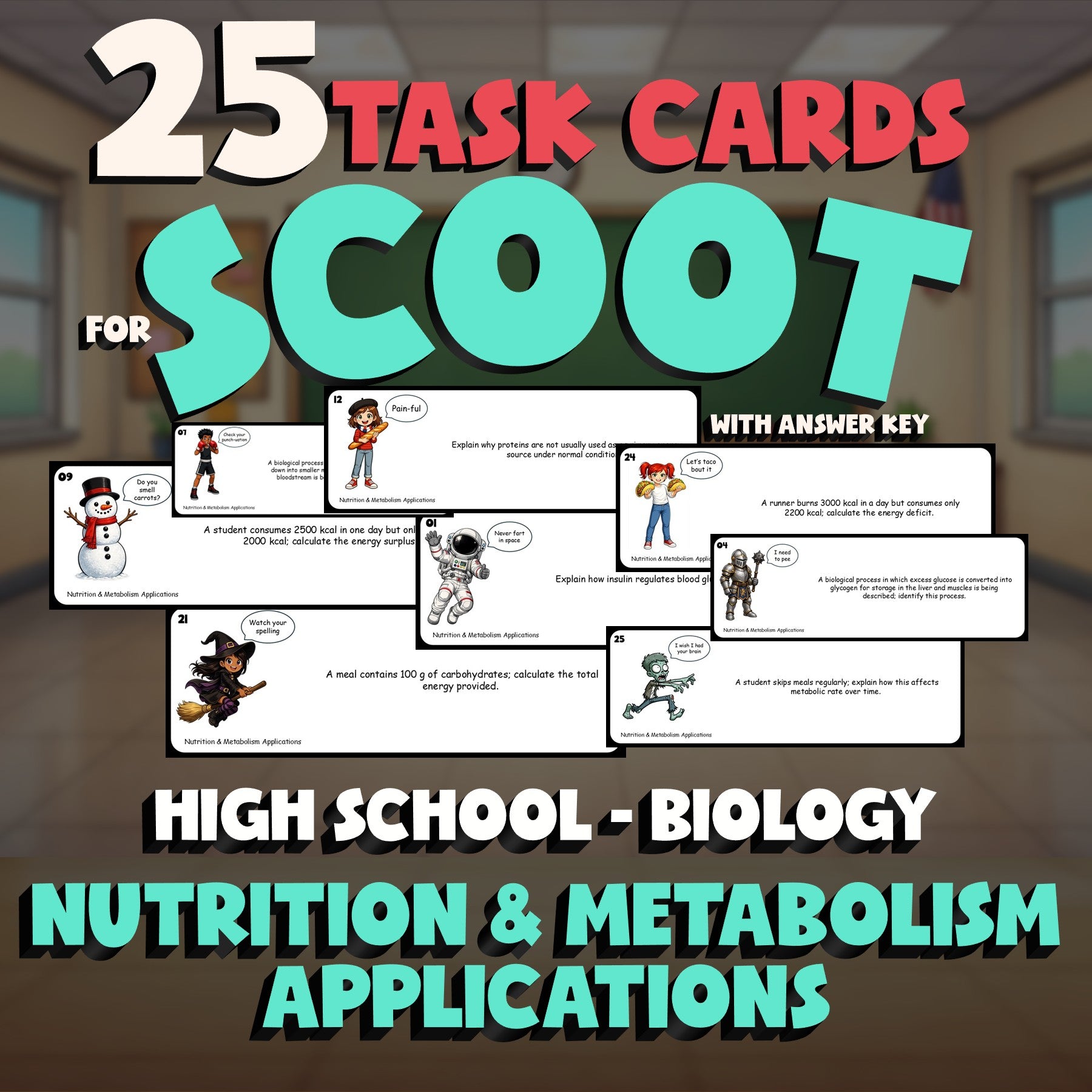 Nutrition & Metabolism Applications SCOOT TASK CARDS Science Game - Biology