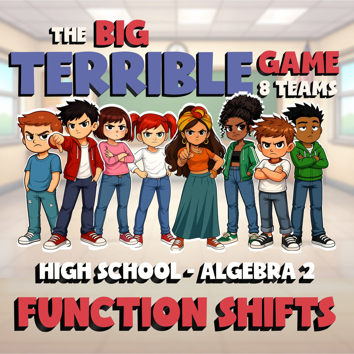 Function Shifts BIG TERRIBLE GAME - No Prep Algebra 2 Math Review Activity