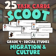 Migration & Culture SCOOT TASK CARDS Socials Game - No Prep Grade 4 Review