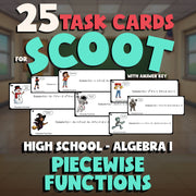 Piecewise Functions SCOOT TASK CARDS Math Game - No Prep Algebra 1 Review