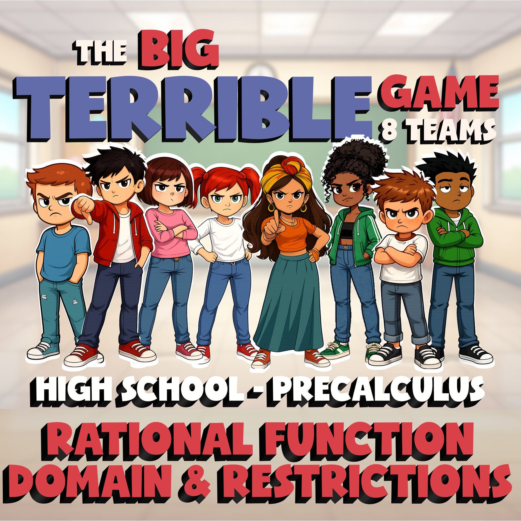 Rational Function Domain & Restrictions BIG TERRIBLE GAME - PreCalculus Math