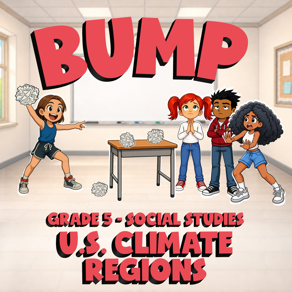 U.S. Climate Regions BUMP Socials Game - No Prep Grade 5 Review Activity