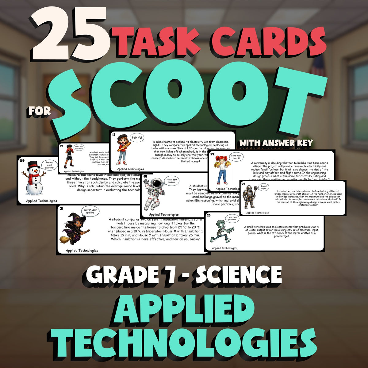 Applied Technologies SCOOT TASK CARDS Science Game - No Prep Grade 7 Review