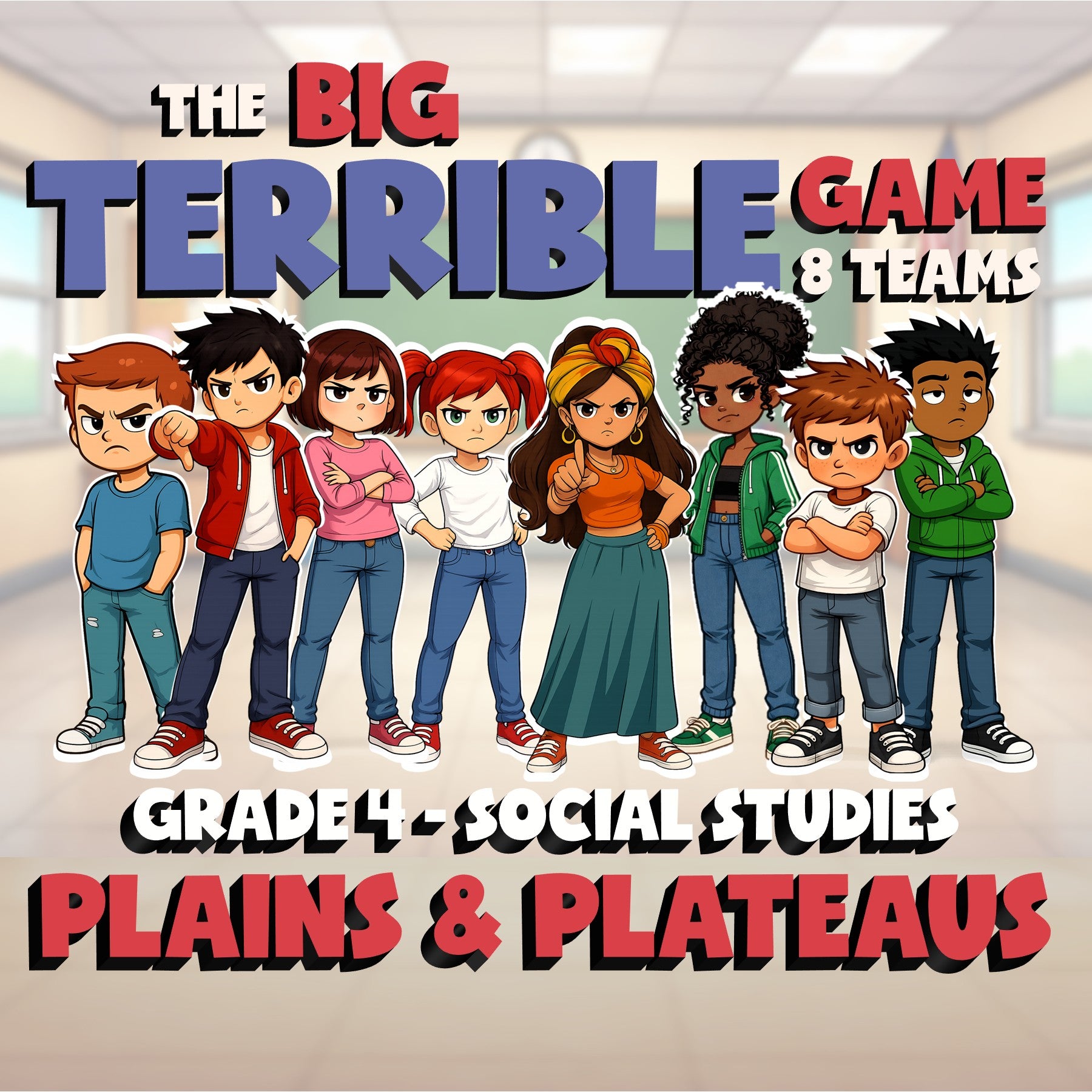 Plains & Plateaus BIG TERRIBLE GAME - No Prep Grade 4 Socials Review Activity