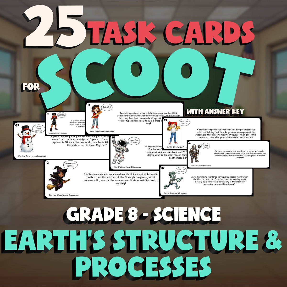 Earth’s Structure & Processes SCOOT TASK CARDS Science Game - No Prep Grade 8