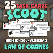 Law of Cosines SCOOT TASK CARDS Math Game - No Prep Algebra 2 Review Activity