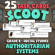 Authoritarian Systems SCOOT TASK CARDS Socials Game - No Prep Grade 8 Review