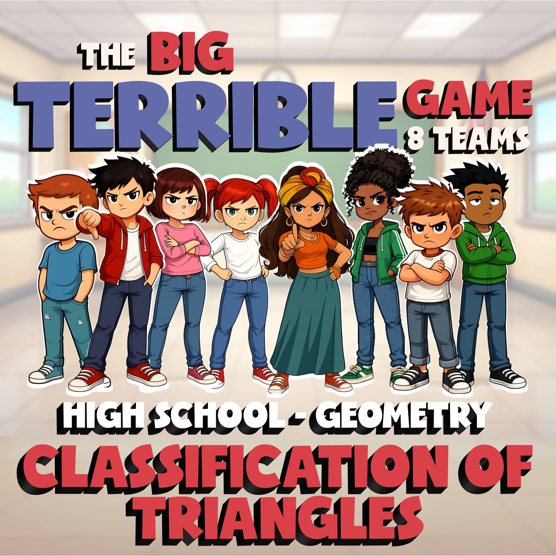 Classification of Triangles BIG TERRIBLE GAME - No Prep Geometry Math Review