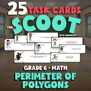 Perimeter of Polygons SCOOT TASK CARDS Math Game - No Prep Grade 6 Review
