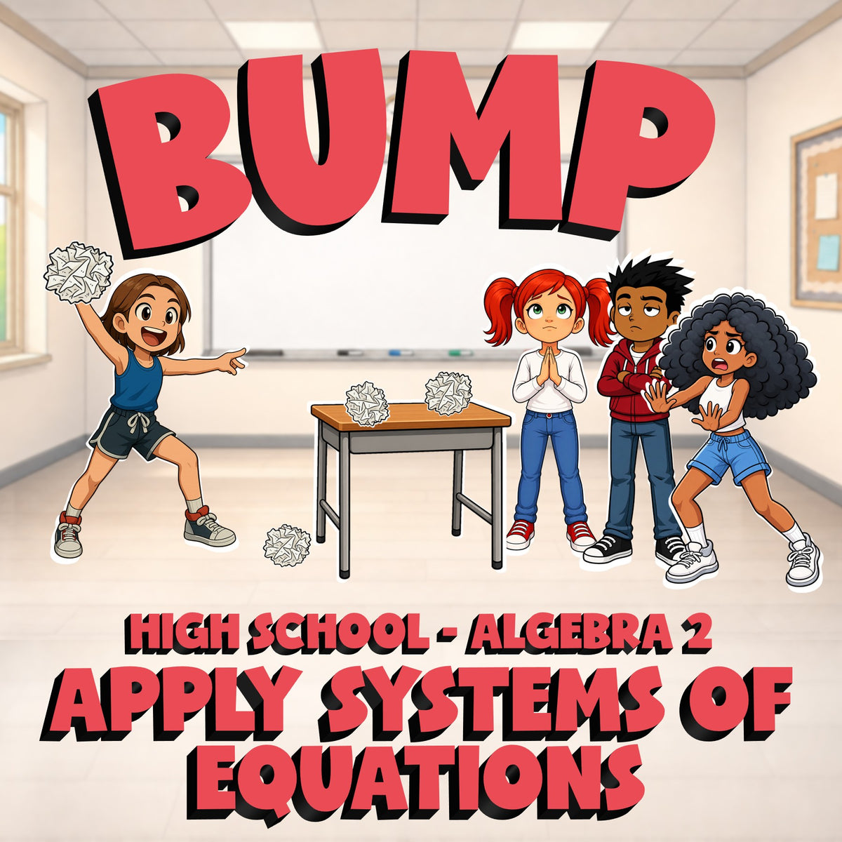 Apply Systems of Equations BUMP Math Game - No Prep Algebra 2 Review Activity