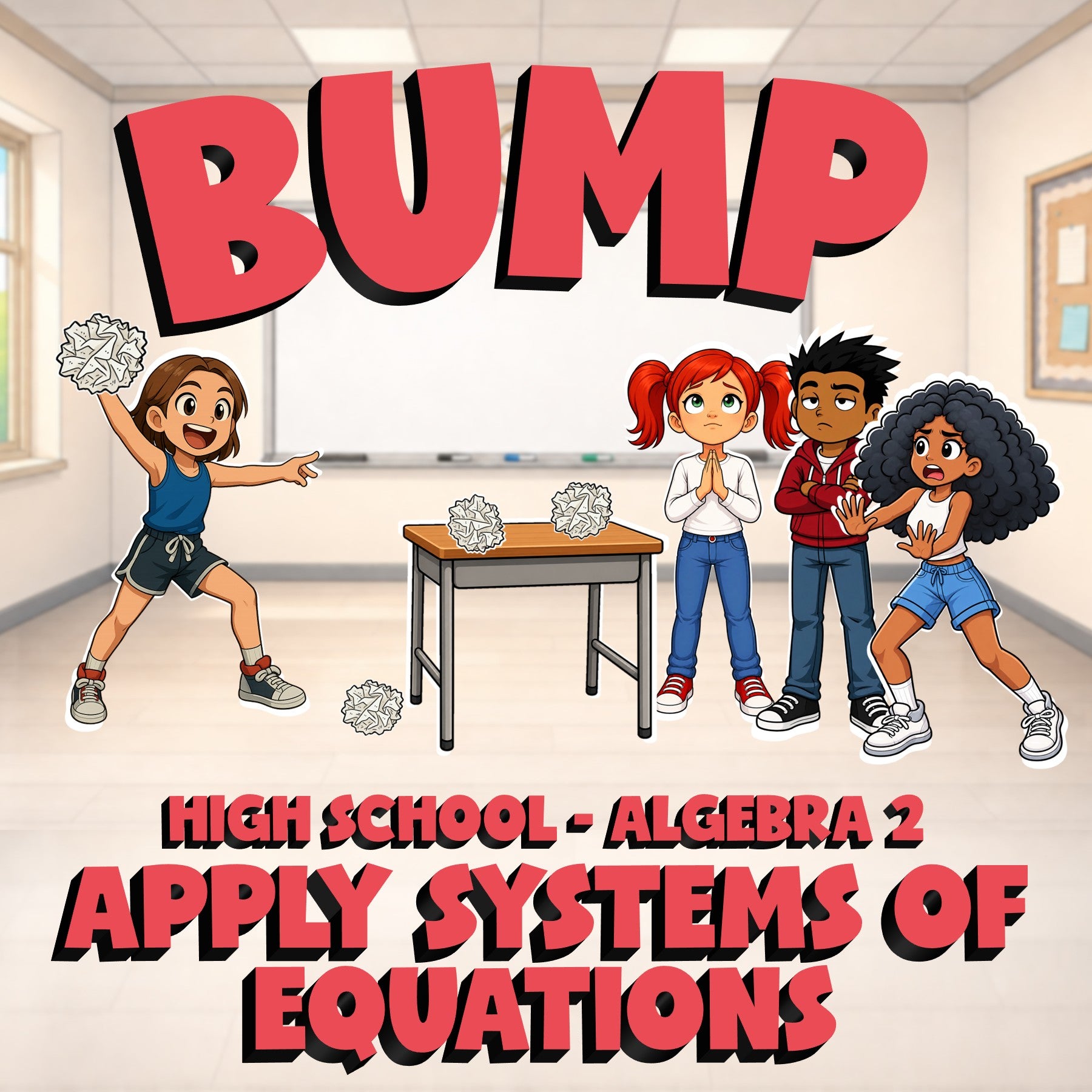 Apply Systems of Equations BUMP Math Game - No Prep Algebra 2 Review Activity