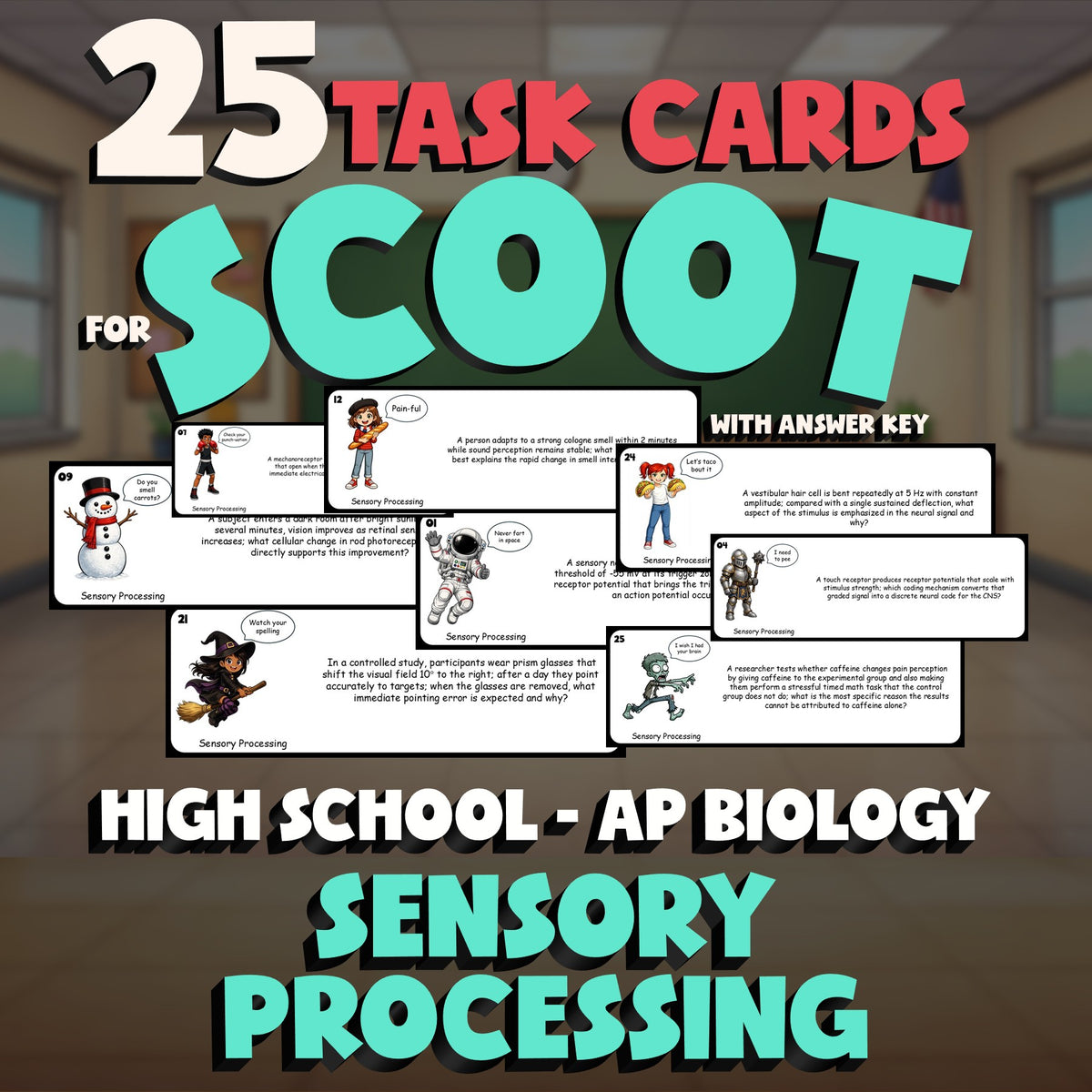 Sensory Processing SCOOT TASK CARDS Science Game - No Prep AP Biology Review