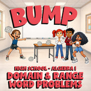Domain & Range Word Problems BUMP Math Game - No Prep Algebra 1 Review Activity