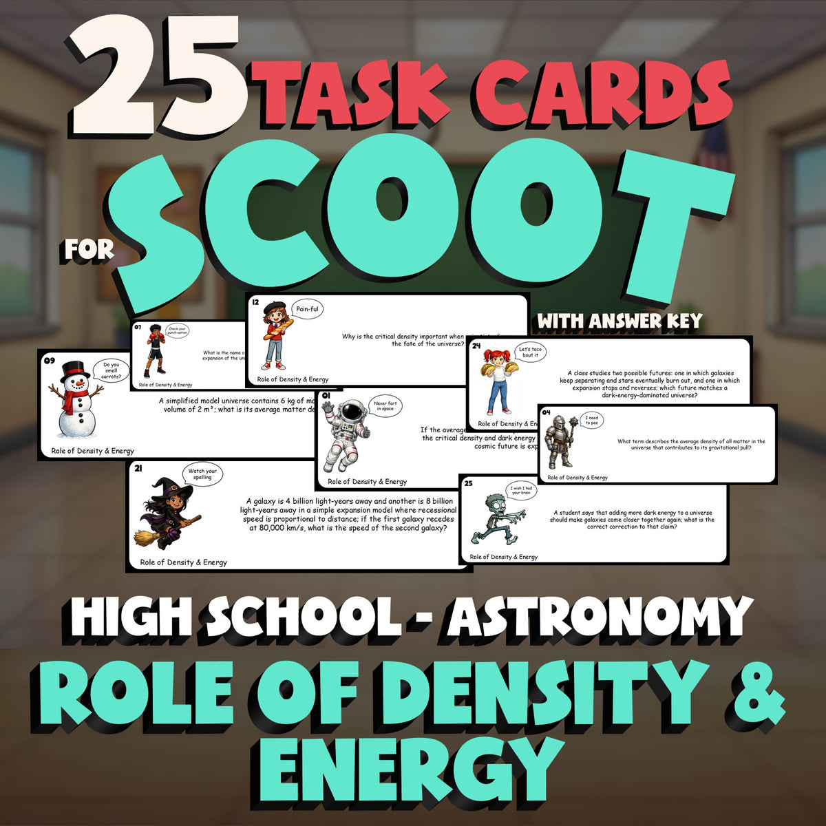 Role of Density & Energy SCOOT TASK CARDS Science Game - No Prep Astronomy