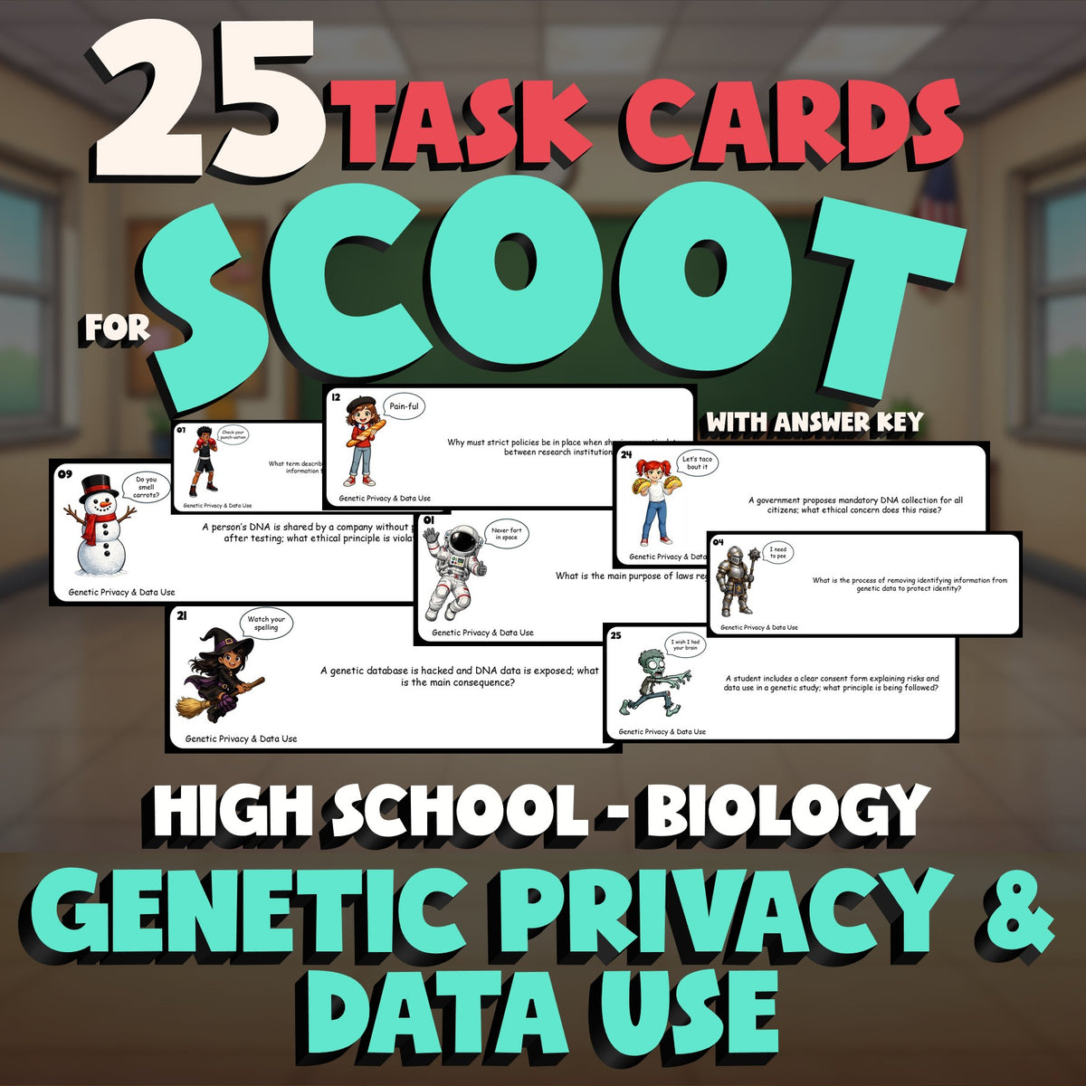 Genetic Privacy & Data Use SCOOT TASK CARDS Science Game - No Prep Biology