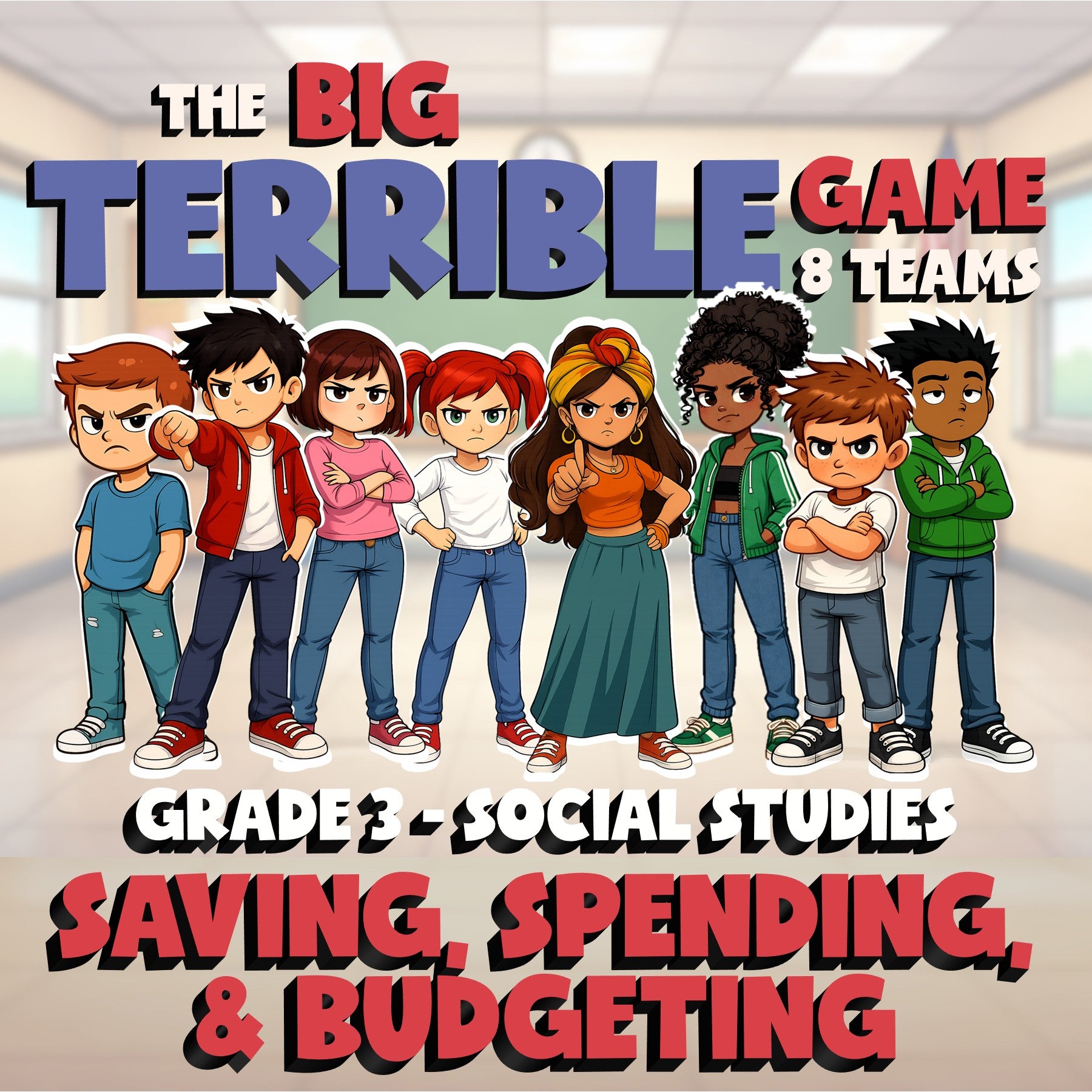 Saving, Spending, & Budgeting BIG TERRIBLE GAME - No Prep Grade 3 Socials Review