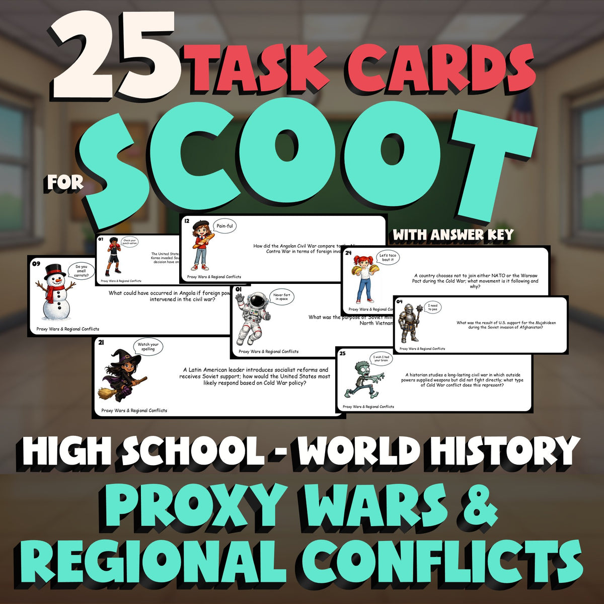 Proxy Wars & Regional Conflicts SCOOT TASK CARDS Game - No Prep World History