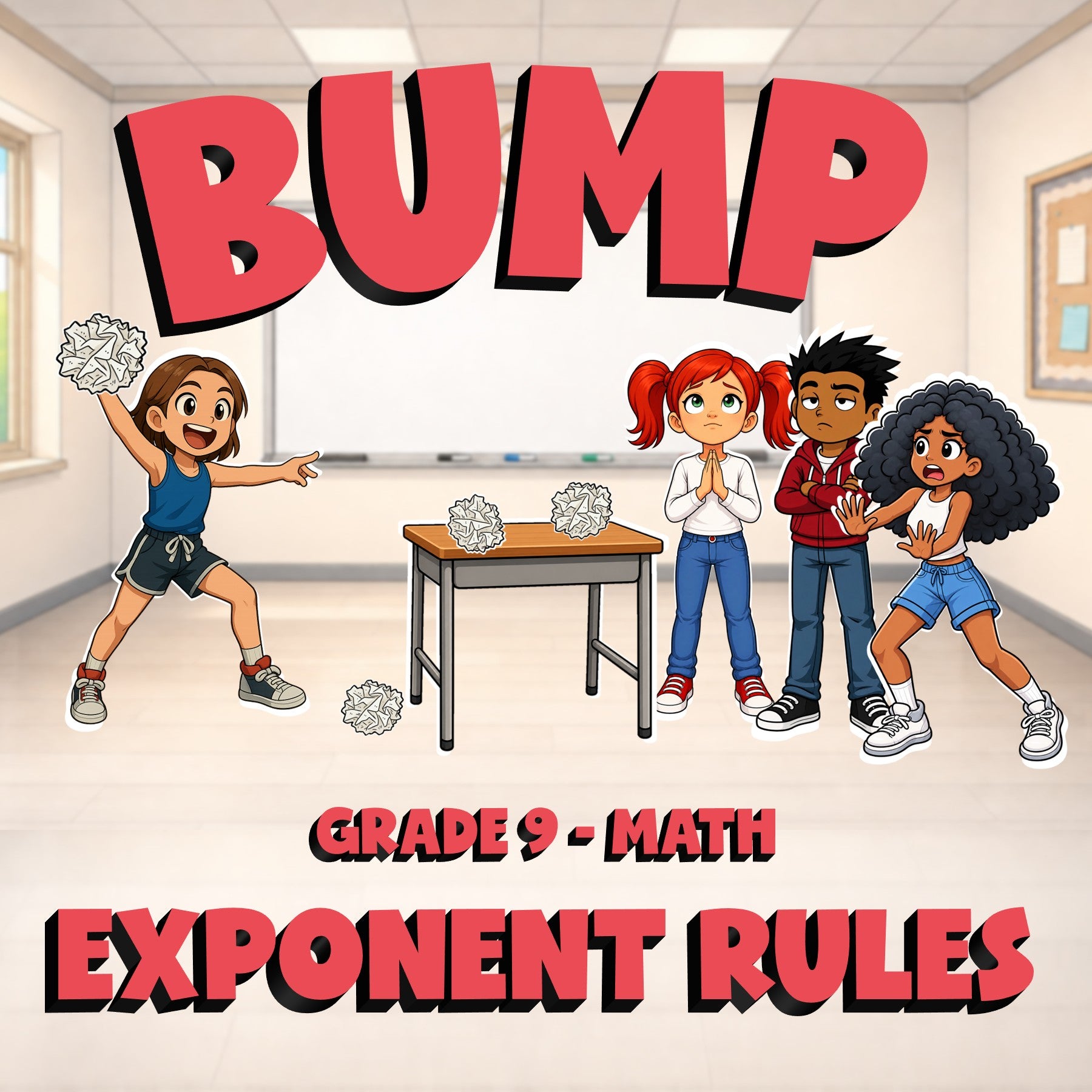 Exponent Rules BUMP Math Game - No Prep Grade 9 Review Activity