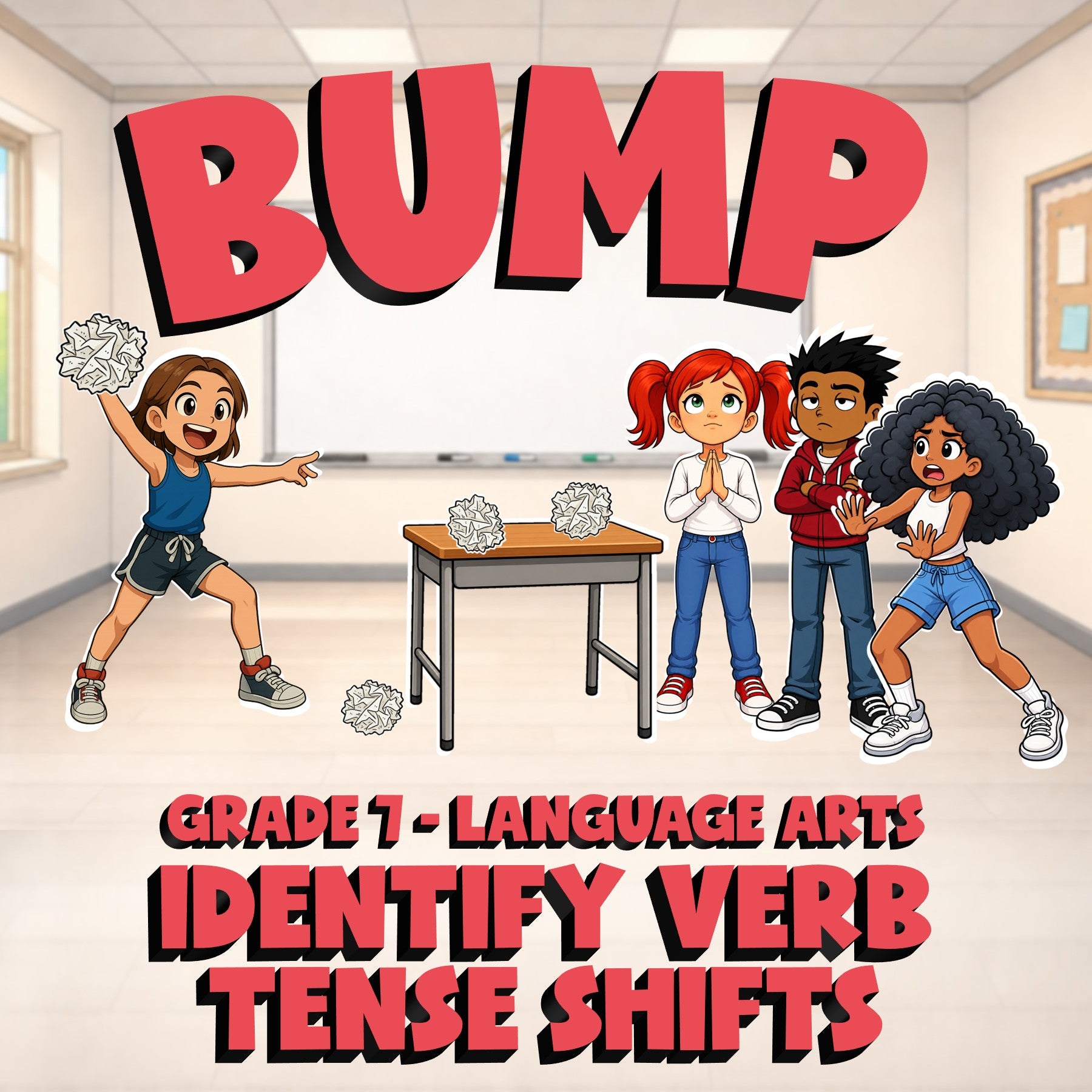 Identify Verb Tense Shifts BUMP ELA Game - No Prep Grade 7 Review Activity
