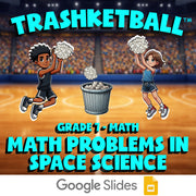 Math Problems in Space Science TRASHKETBALL Math Game - No Prep Grade 7 Review