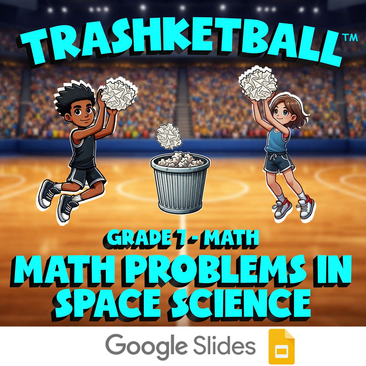 Math Problems in Space Science TRASHKETBALL Math Game - No Prep Grade 7 Review